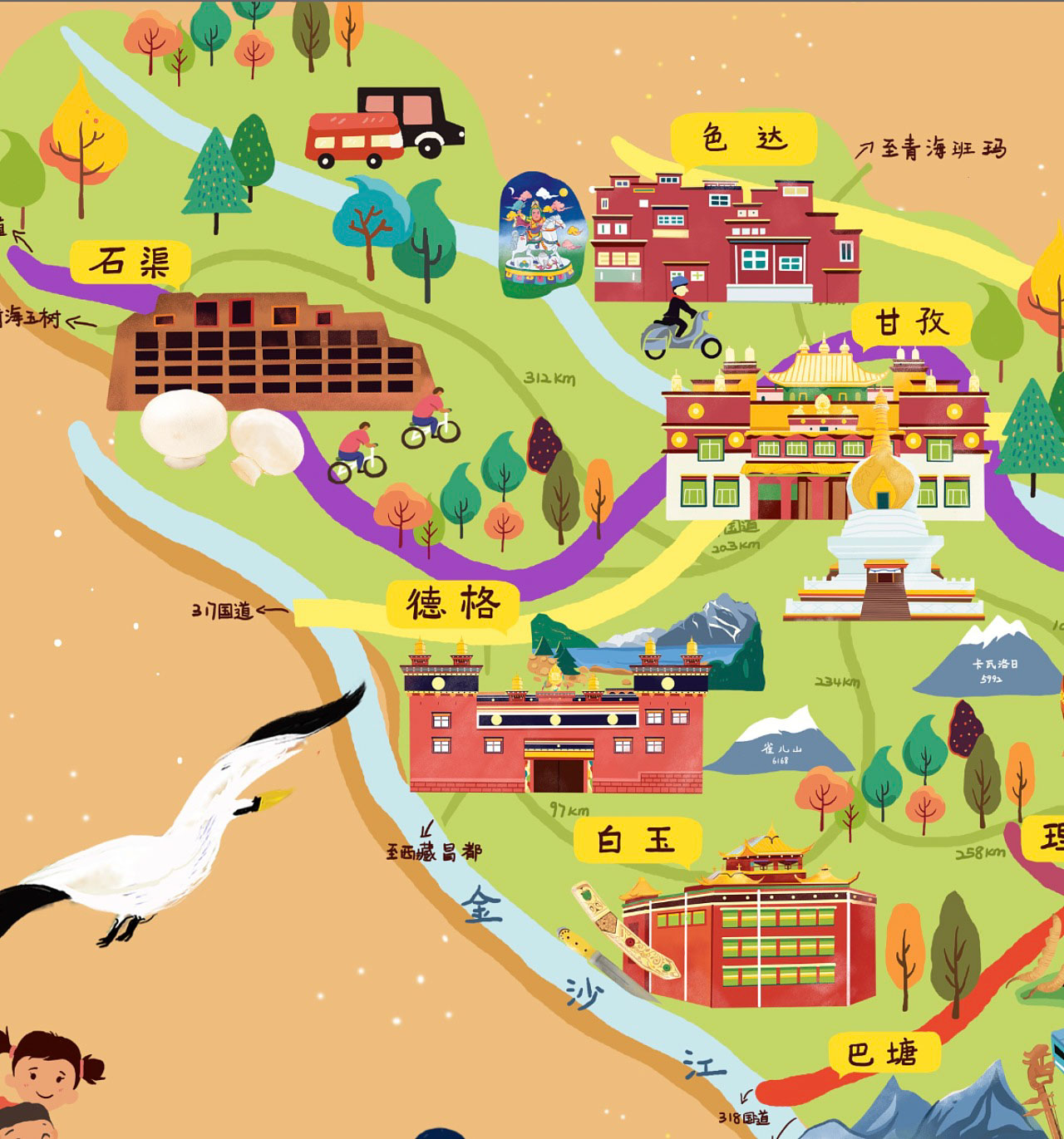 冕宁手绘地图景区的文化宝库